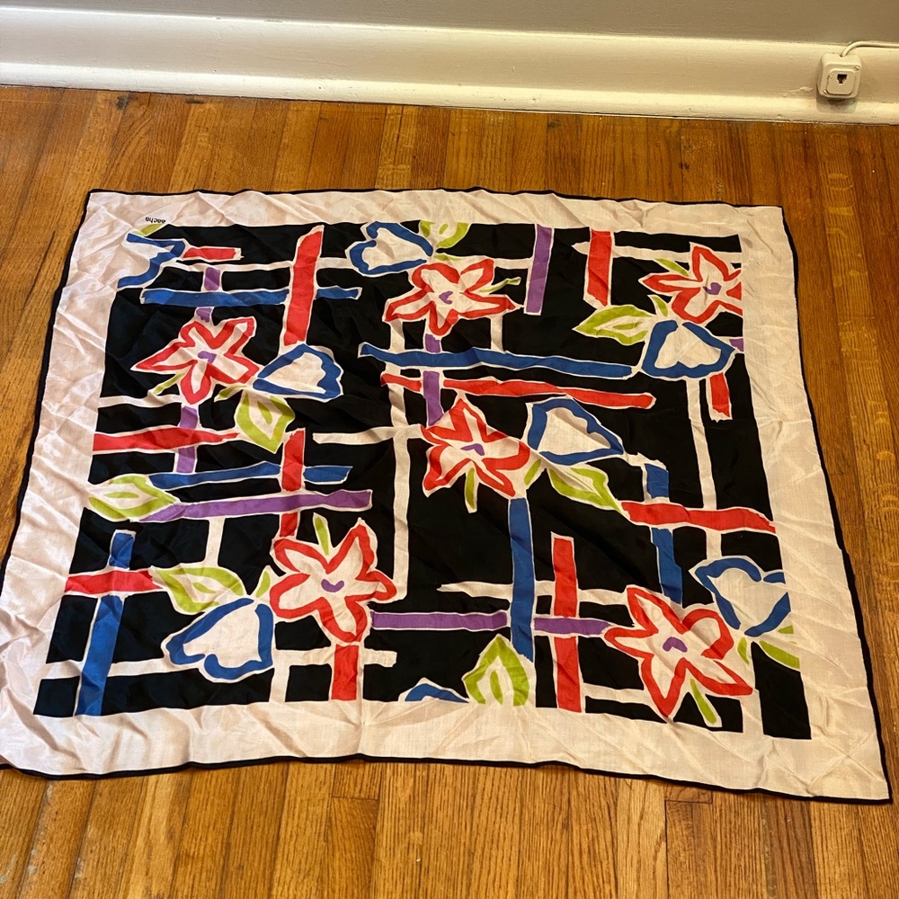 Sacha New York Square Floral Geometric Silk Scarf Multi-colour